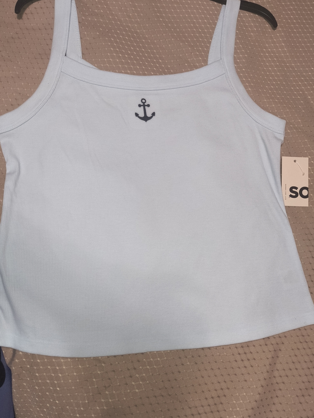 Light Blue Tank Top with Navy Anchor